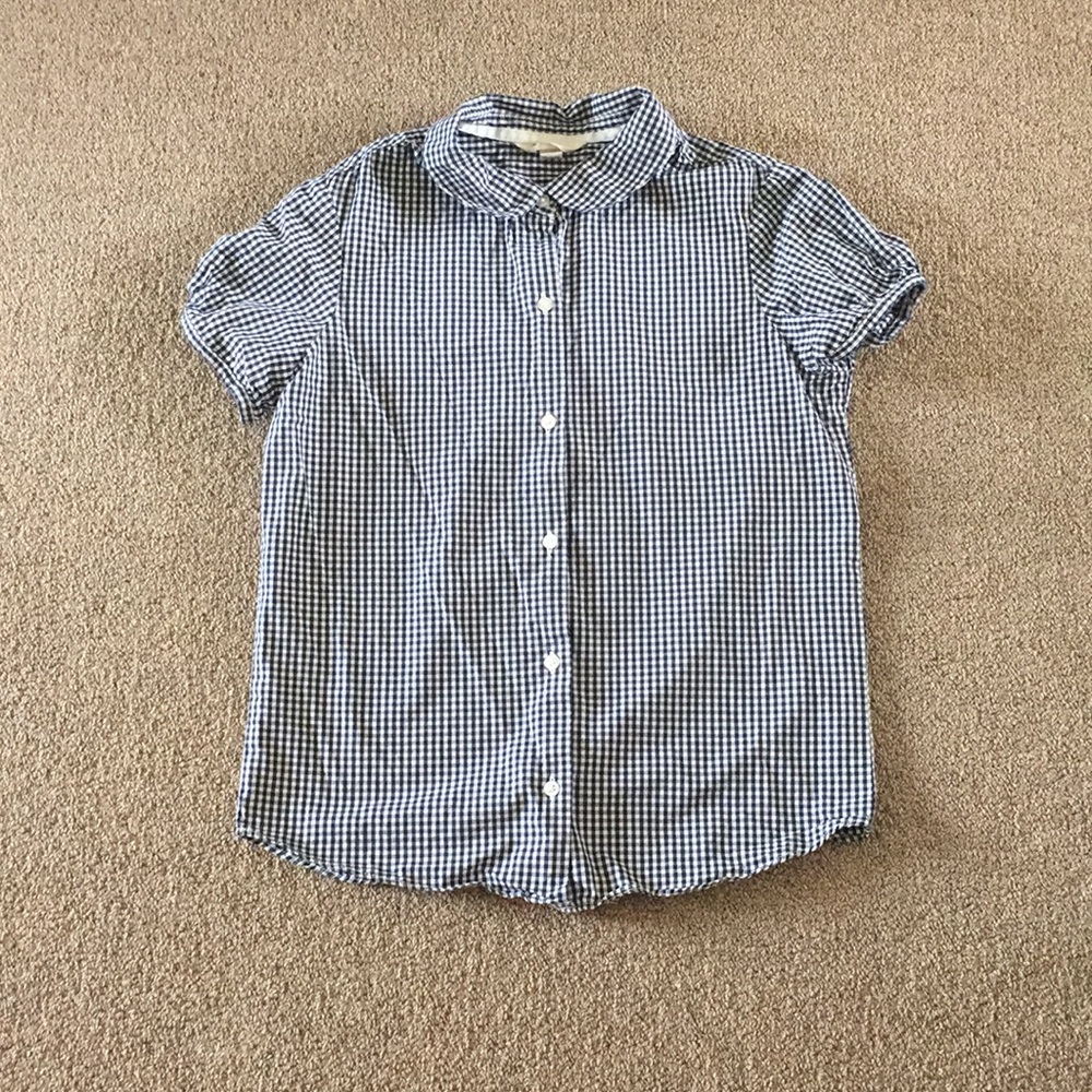 Lands’ End Kids Navy and White Checkered Tunic